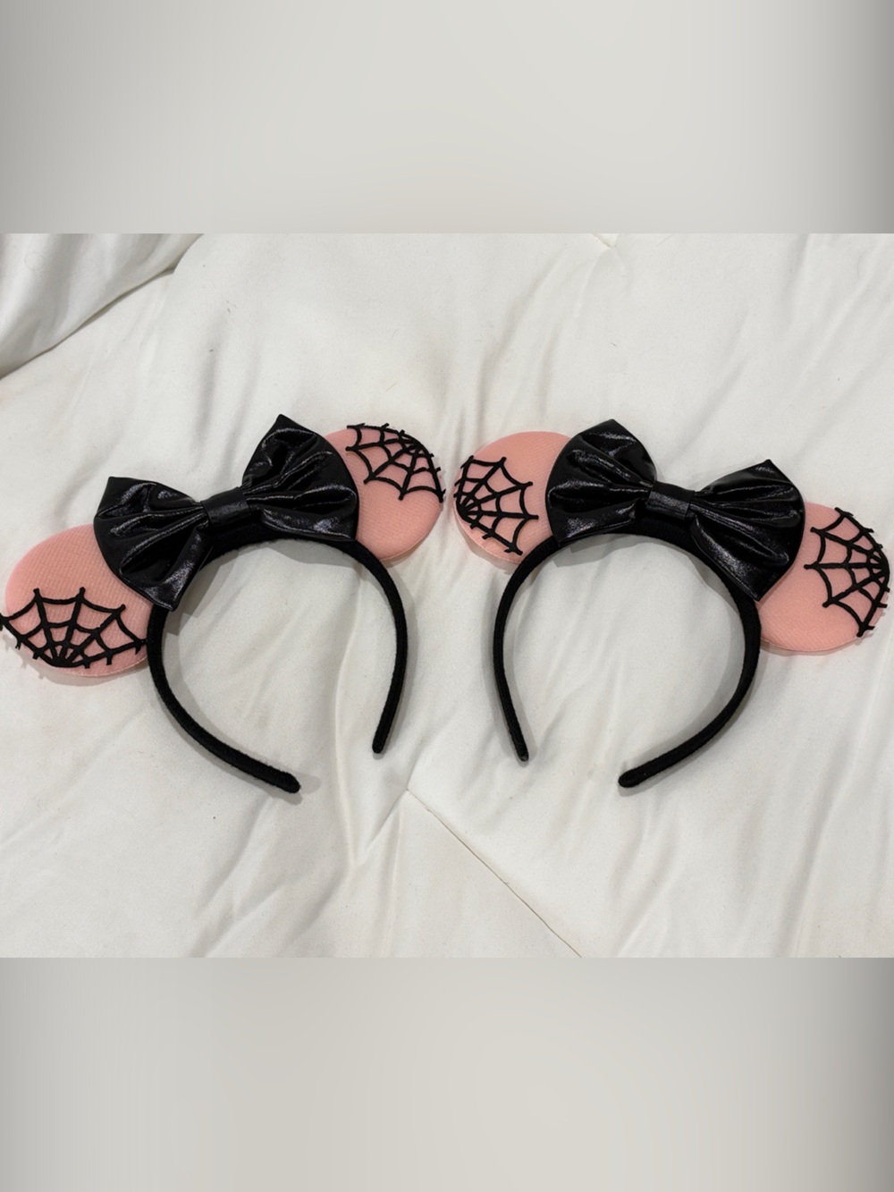 Twin - Disney Pink Spiderweb Ear Headband with Black Bow